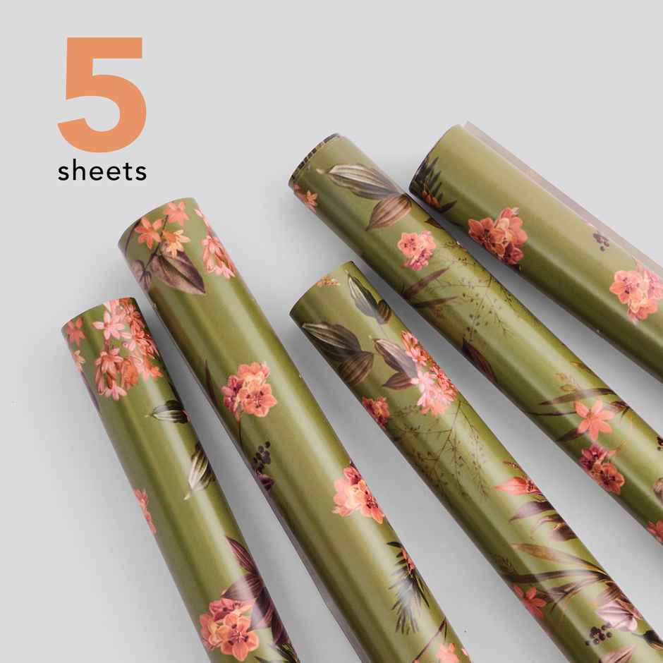 Tiger Notes Gift Wrap Festive Botanical Green