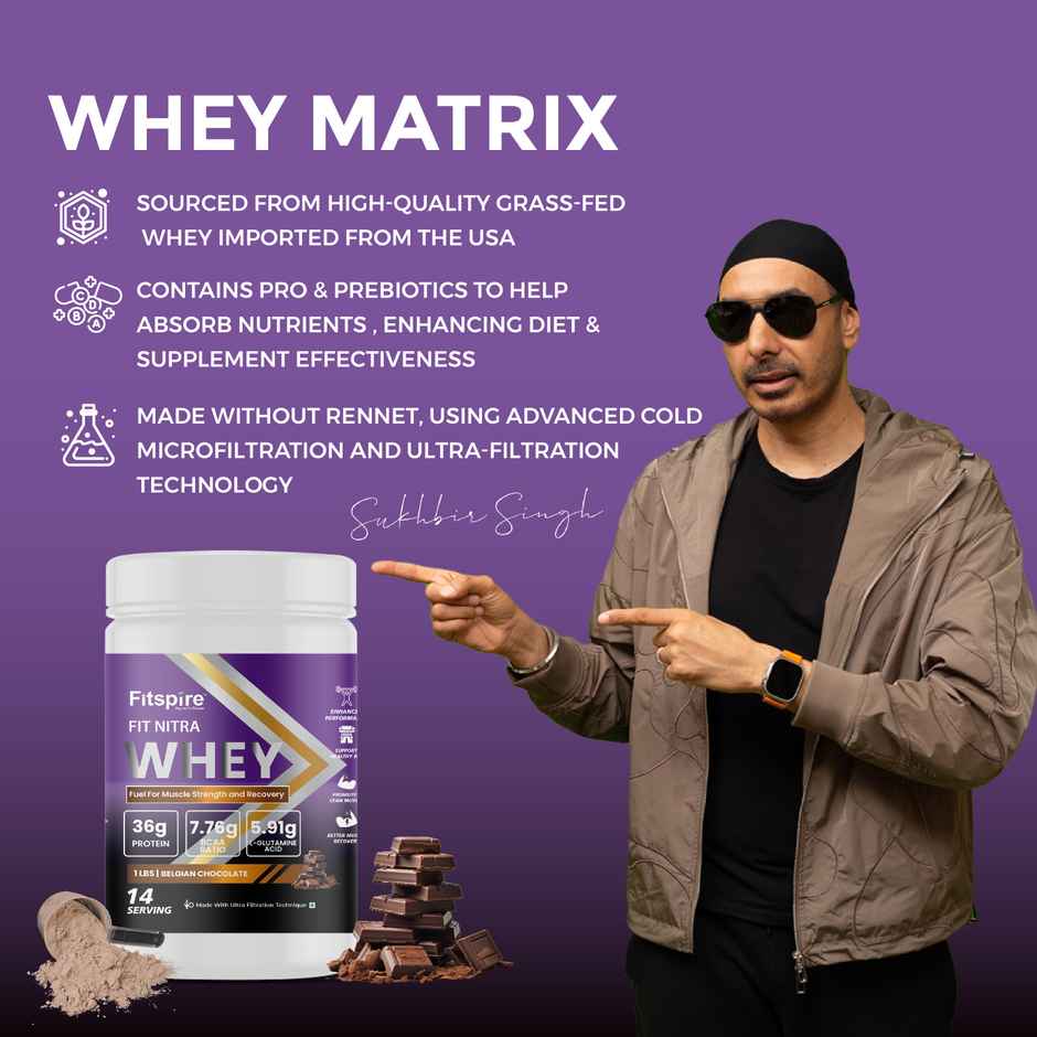 Fitspire Fit Nitra Whey Protein - Belgian Chocolate With Shaker (1 Lbs)