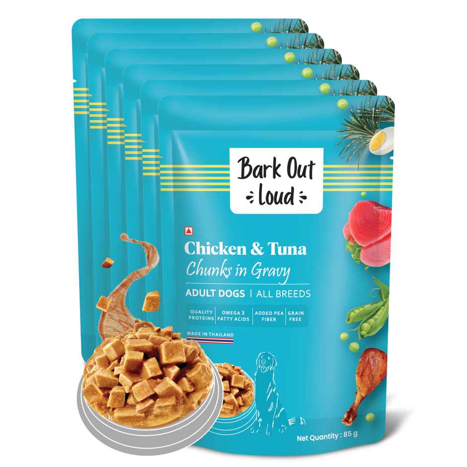Bark Out Loud Dog Food Chicken Tuna Chunks Gravy Grain Free Wet Adult All Breeds