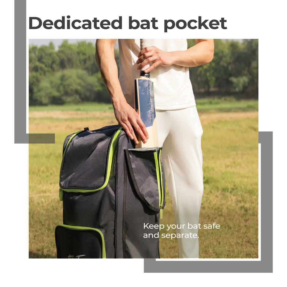 Lifelong Cricket Kit Bag with Bat Pocket, Durable & Water-Resistant | Grey