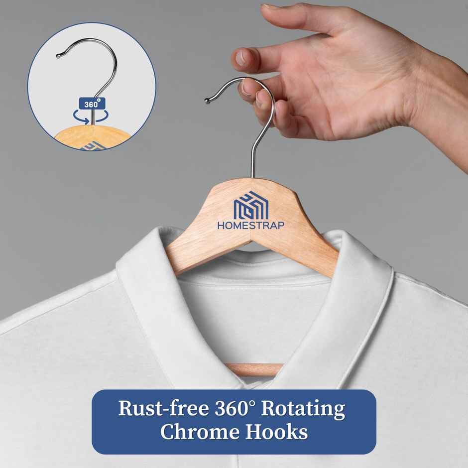 Homestrap Wooden Cloth Hanger | Pack of 5