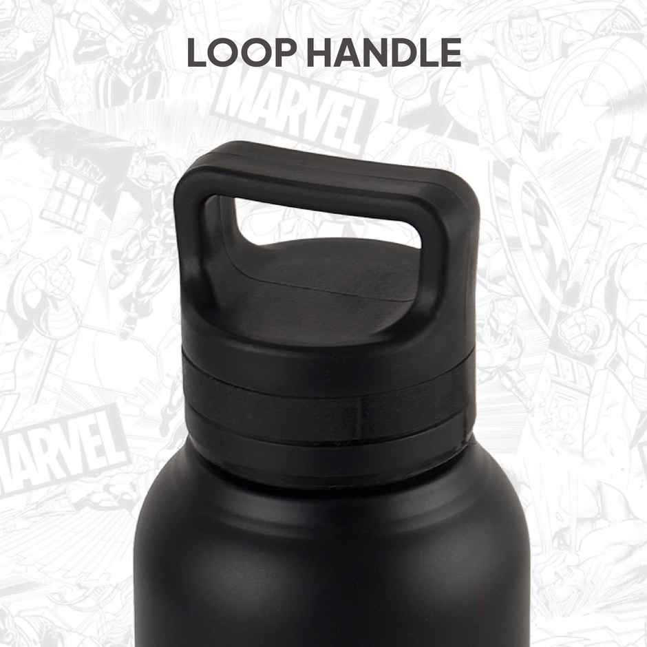 Cello Aqualoop 800 Iron Man Design Single Wall Stainless Steel Water Bottle 800 ml, Black