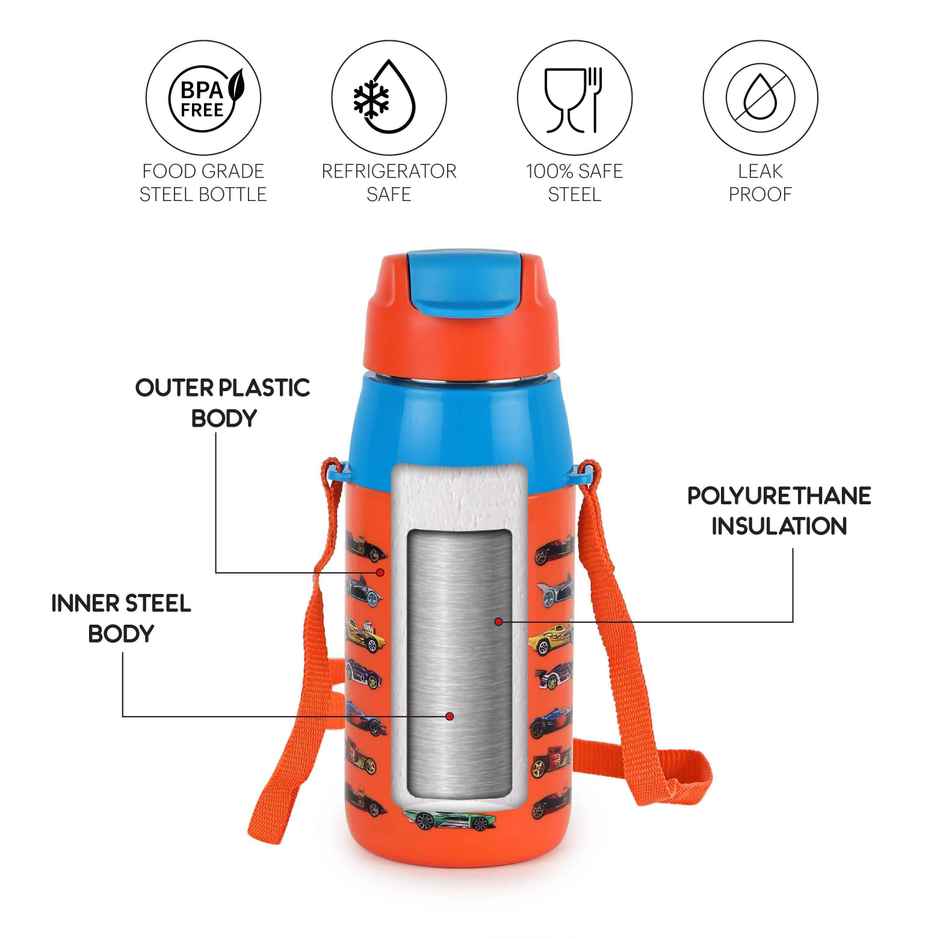 Cello Puro Steel-X Hydra Kid Water Bottle | 400 ml | Colour May Vary