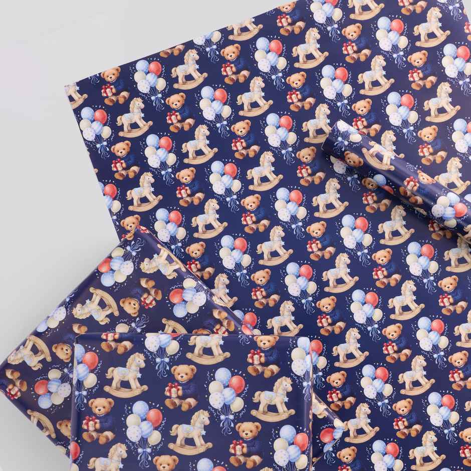Tiger Notes Gift Wrap Kids Bear Blue