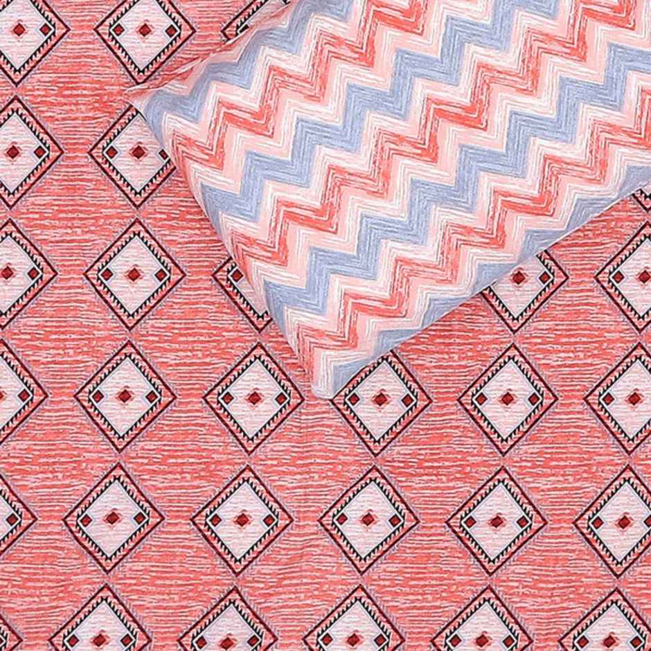 Status Value Single Striped Cotton Bedsheet | Blue and Pink
