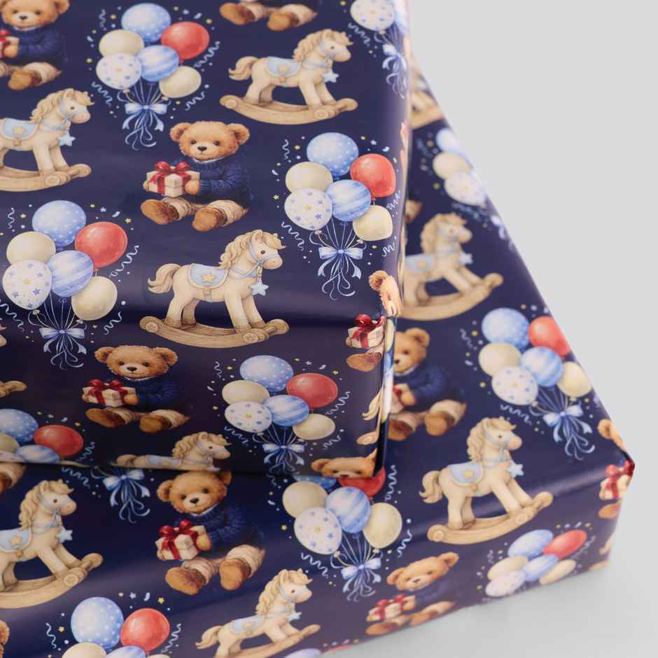Tiger Notes Gift Wrap Kids Bear Blue