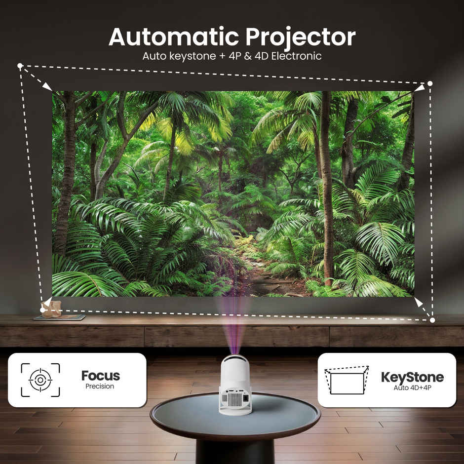 Egate Atom 2X Plus Smart Projector | 4K Ultra HD | Live TV, 1080P Support | WiFi Bluetooth Mirroring