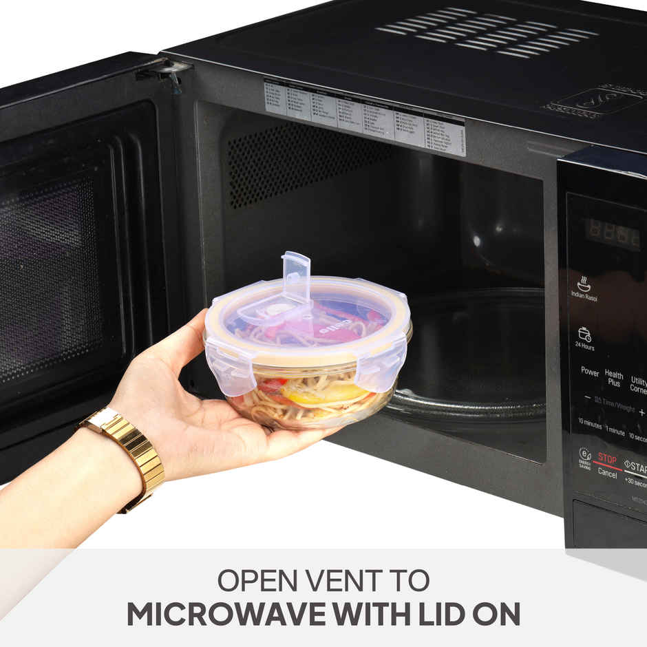 Fit and Fresh Glass Round Lunch Box Clear - 400 ml | CELLO