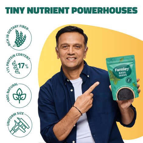 Farmley Raw Basil Seeds | Rich In Protein | Fiber Diet Sabja Seeds | Tukmaria Basil Seeds