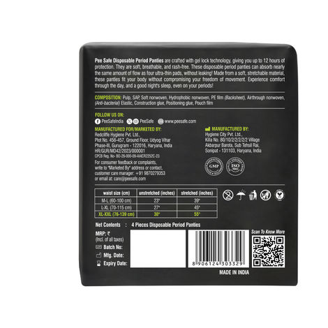 Pee Safe Disposable Leak-Proof Period Panty|Seamless,Comfortable for Day & Night Protection(XL-XXL)