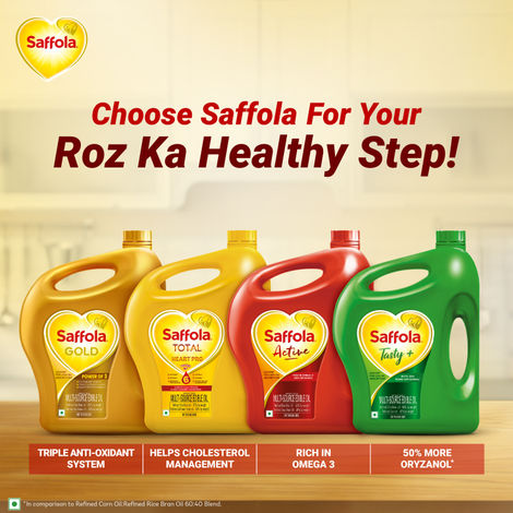 Saffola Tasty + Refined Rice bran & Corn Oil | 50% More Oryzanol | Multi-Source Edible Oil