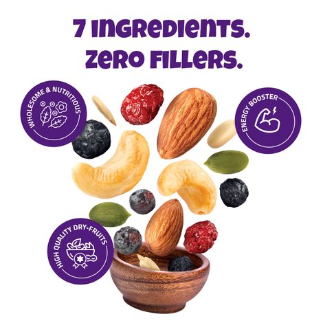 Farmley Trail Mix Dry Fruit- Almonds, Cashews, Cranberries, Blueberries, Blackcurrant & More