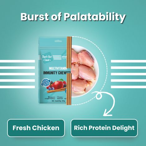 Bark Out Loud - Multivitamin Dog Treats, Fresh Chicken Immunity Chewstix with Omega & Zinc to Boost Health