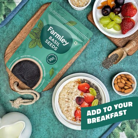 Farmley Raw Basil Seeds | Rich In Protein | Fiber Diet Sabja Seeds | Tukmaria Basil Seeds