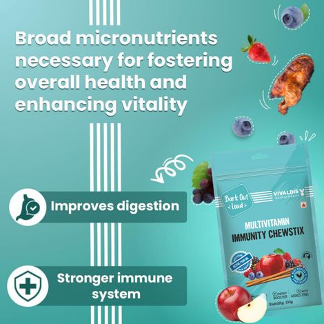 Bark Out Loud - Multivitamin Dog Treats, Fresh Chicken Immunity Chewstix with Omega & Zinc to Boost Health