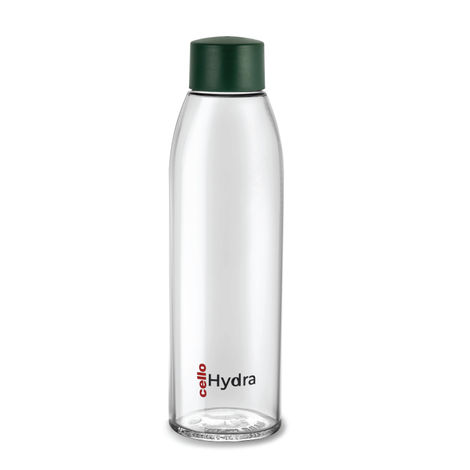 Cello Hydra 900 Glass Fridge Water Bottle with Plastic Cap | Wide mouth | Olive Green - 875 ml