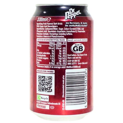 Dr Pepper Sparkling Fruit Flavour Soft Drink | Can