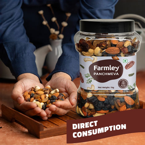 Farmley Mix Dry Fruits Panchmeva - Almonds, Cashews, Dates, Black Raisins, Green Raisins