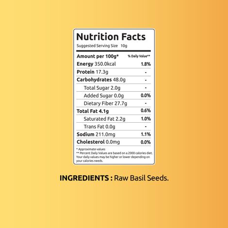 Farmley Raw Basil Seeds | Rich In Protein | Fiber Diet Sabja Seeds | Tukmaria Basil Seeds