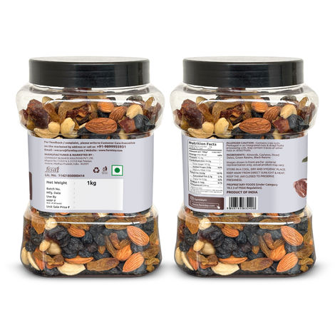 Farmley Mix Dry Fruits Panchmeva - Almonds, Cashews, Dates, Black Raisins, Green Raisins