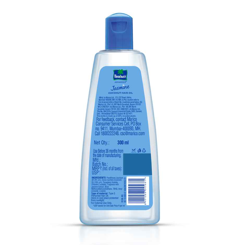 Parachute Advansed Jasmine, Non Sticky Coconut Hair Oil