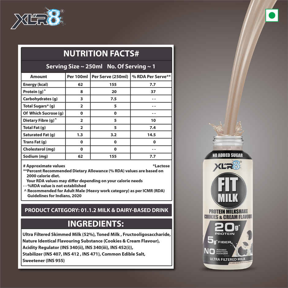XLR8 Sports Nutrition Cookies and Cream Protein Milk