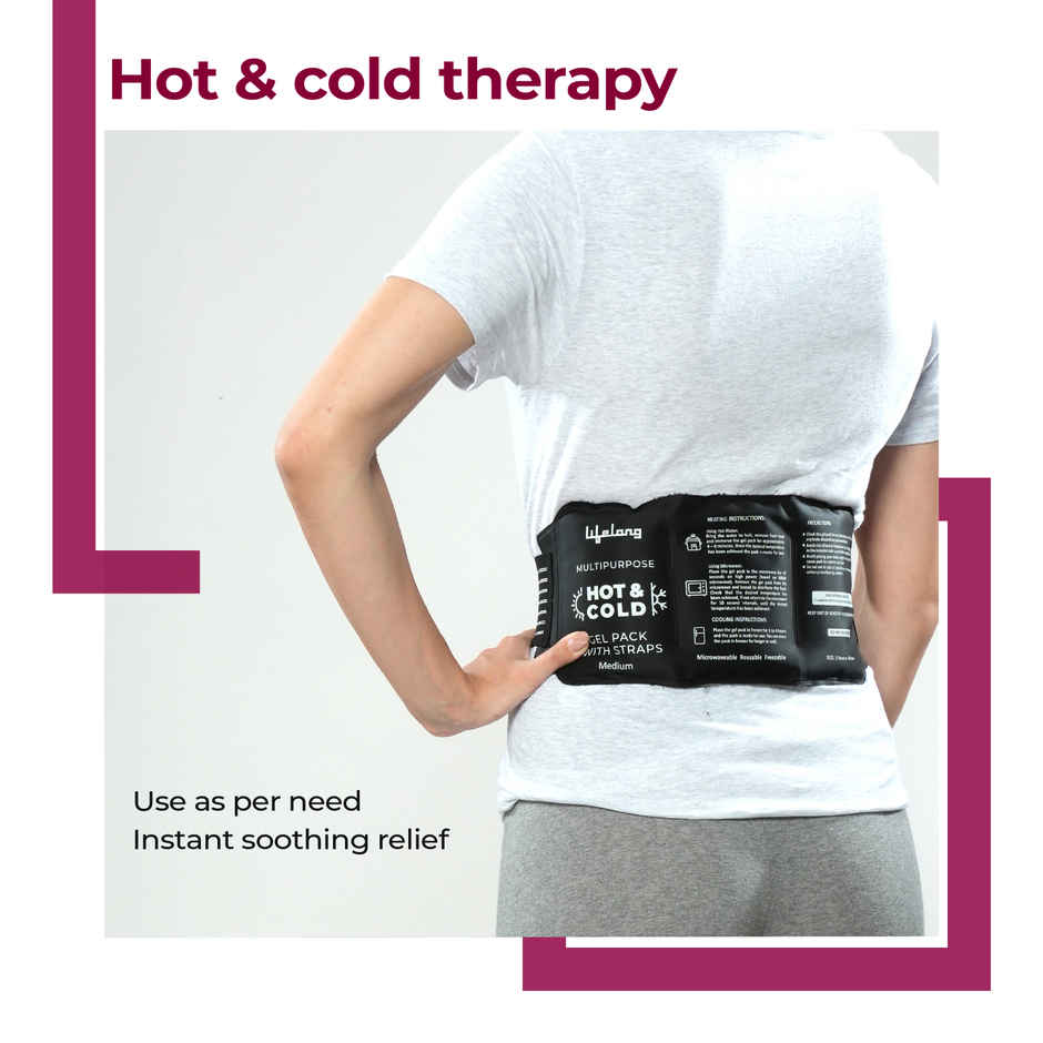 Lifelong Reusable Hot & Cold Pack with Straps | Flexible Gel Ice Pack for Pain Relief | Medium