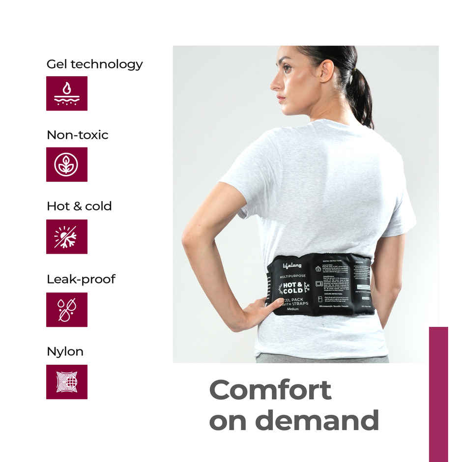 Lifelong Reusable Hot & Cold Pack with Straps | Flexible Gel Ice Pack for Pain Relief | Medium