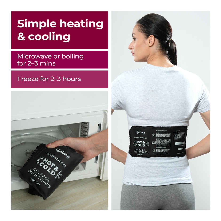 Lifelong Reusable Hot & Cold Pack with Straps | Flexible Gel Ice Pack for Pain Relief | Medium