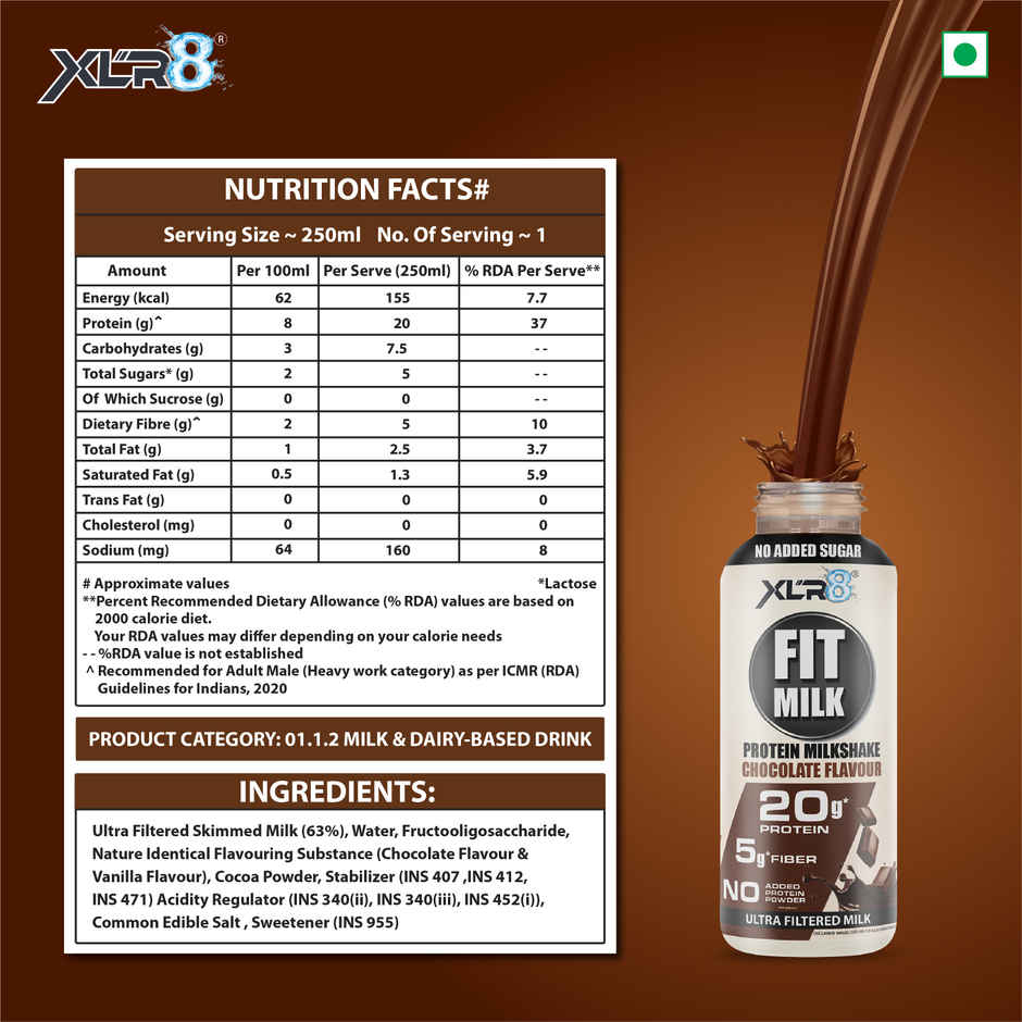 XLR8 Sports Nutrition Chocolate Protein Milk