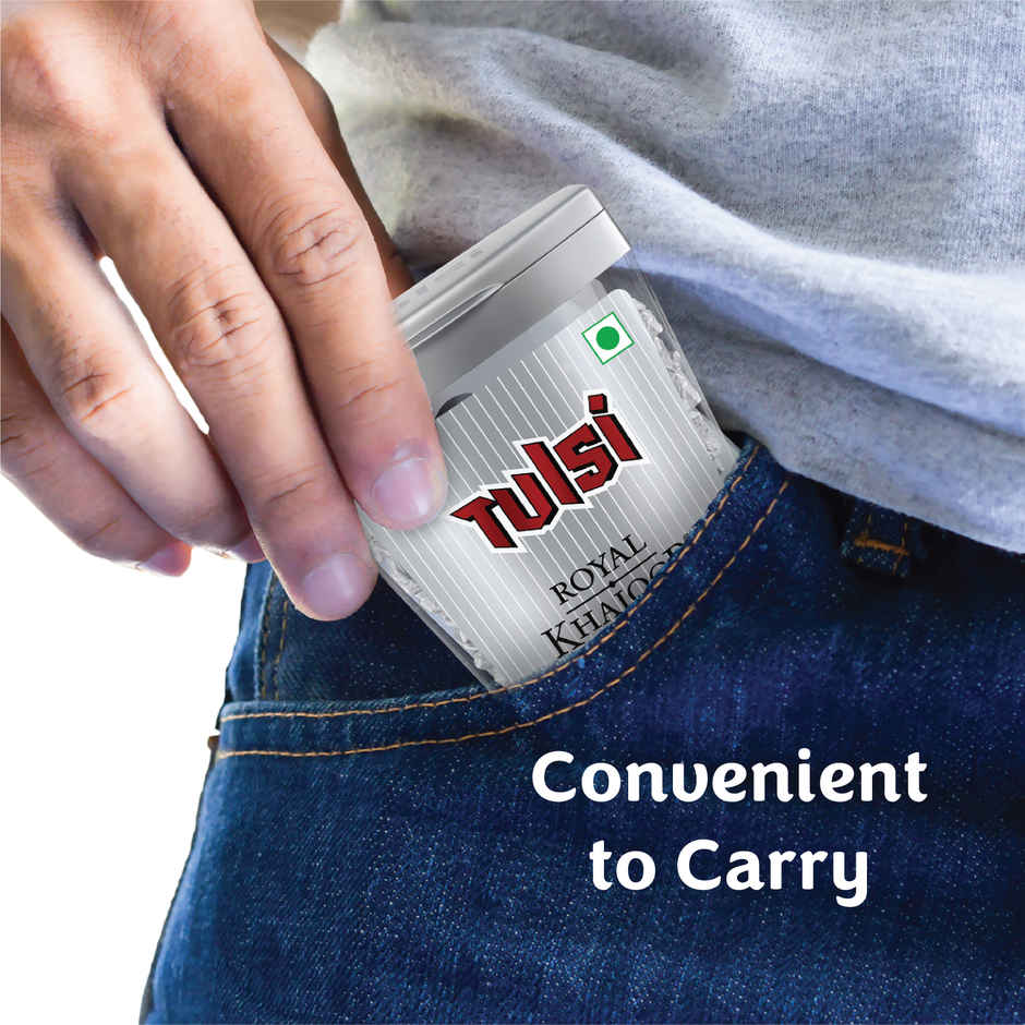 Tulsi Royal Khajoor Plus Flip Top Can Silver Coated Khajoor Dates, Mint Mouthfreshner