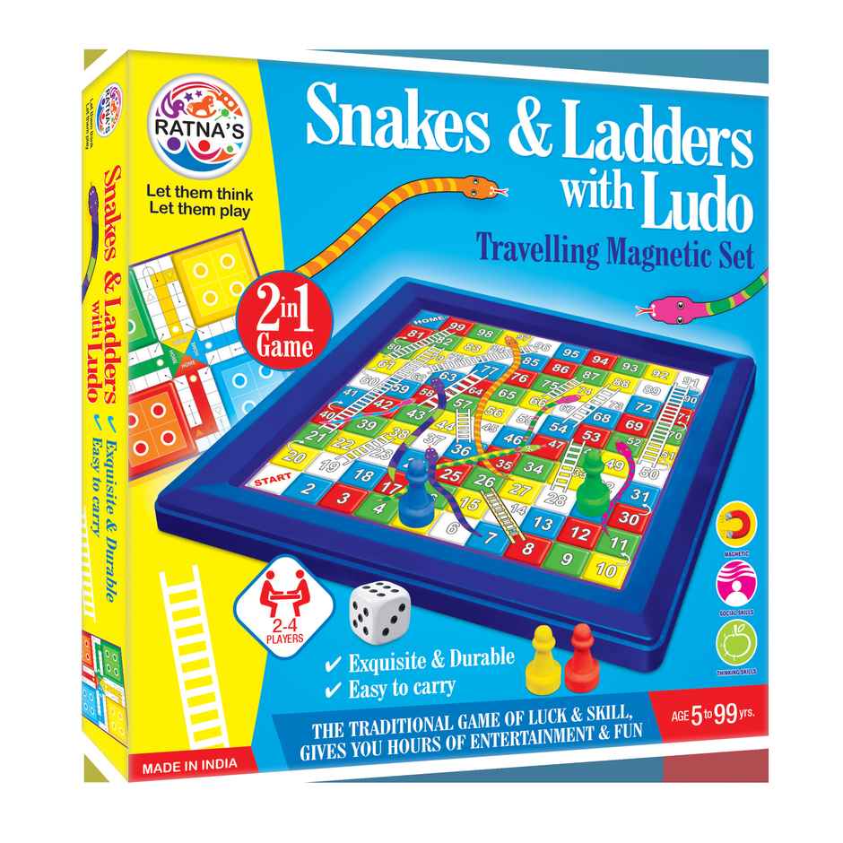 Ratna's Snakes & Ladders With Ludo Magnetic Travelling | Assorted