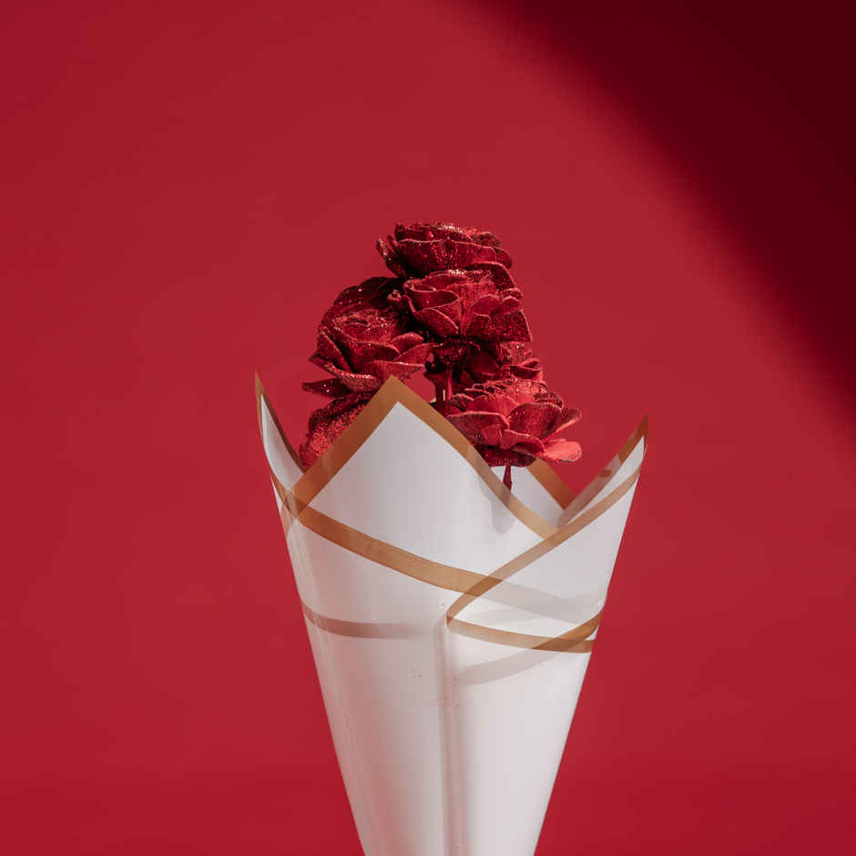 Crimson Red Rose Love Dried Flowers Bouquet | Ideal for Gifting | Poshh