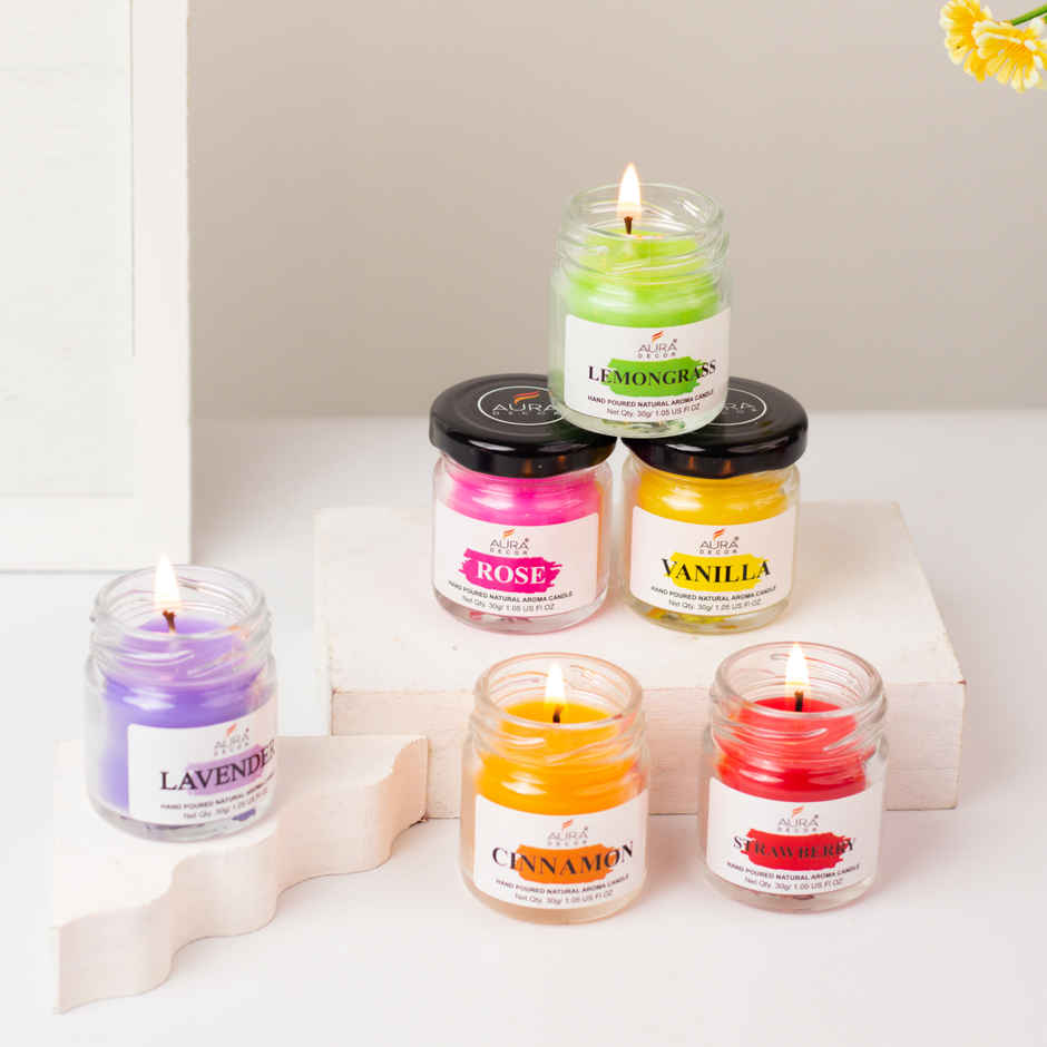 Auradecor Scented Jar Candle 6 Fragrance Set