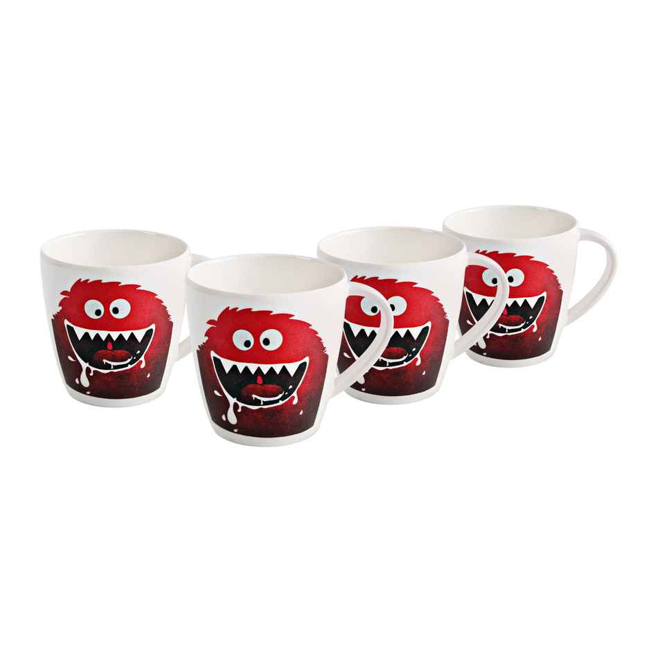 Cello Melamine Joycee Mugs, 200ml, Milk Monster design(Set of 4) | Assorted 