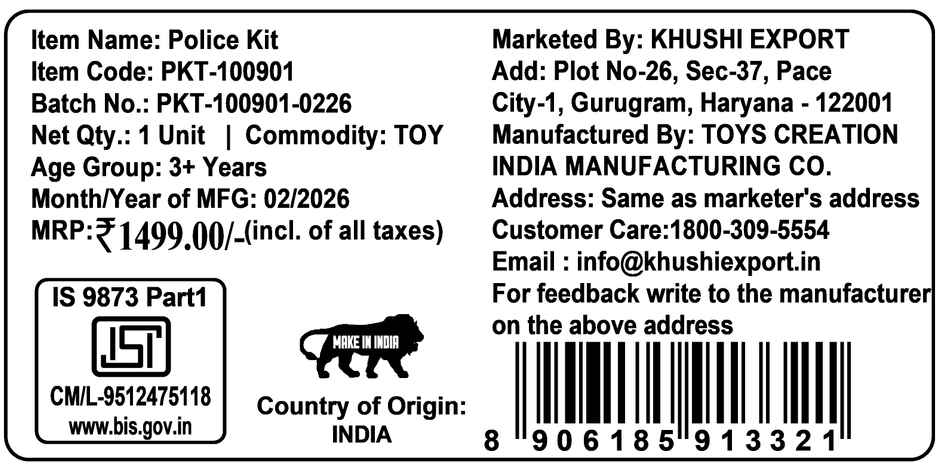 Kriiddaank Hot Wheels Police Kit: Blaster, Darts, Baton, Badge & More - Role Play Fun for Ages 4+