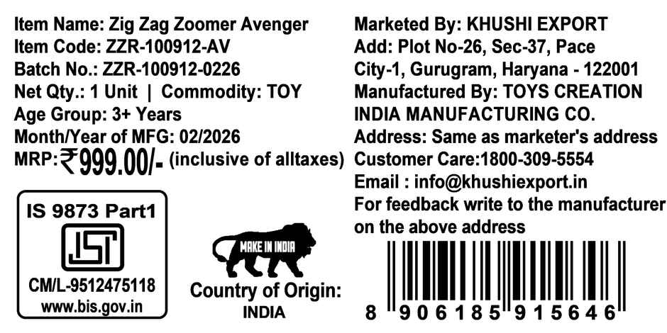 Kriiddaank Avengers Zig Zag Zoomer - Ramp Racer Car Track Set for Toddlers 15 Pieces 4 Mini Vehicles