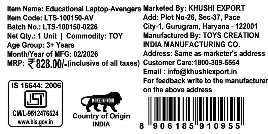 Kriiddaank Avengers Educational Laptop Pink Kids Alphabet Mathematics Music Learning Development Toy