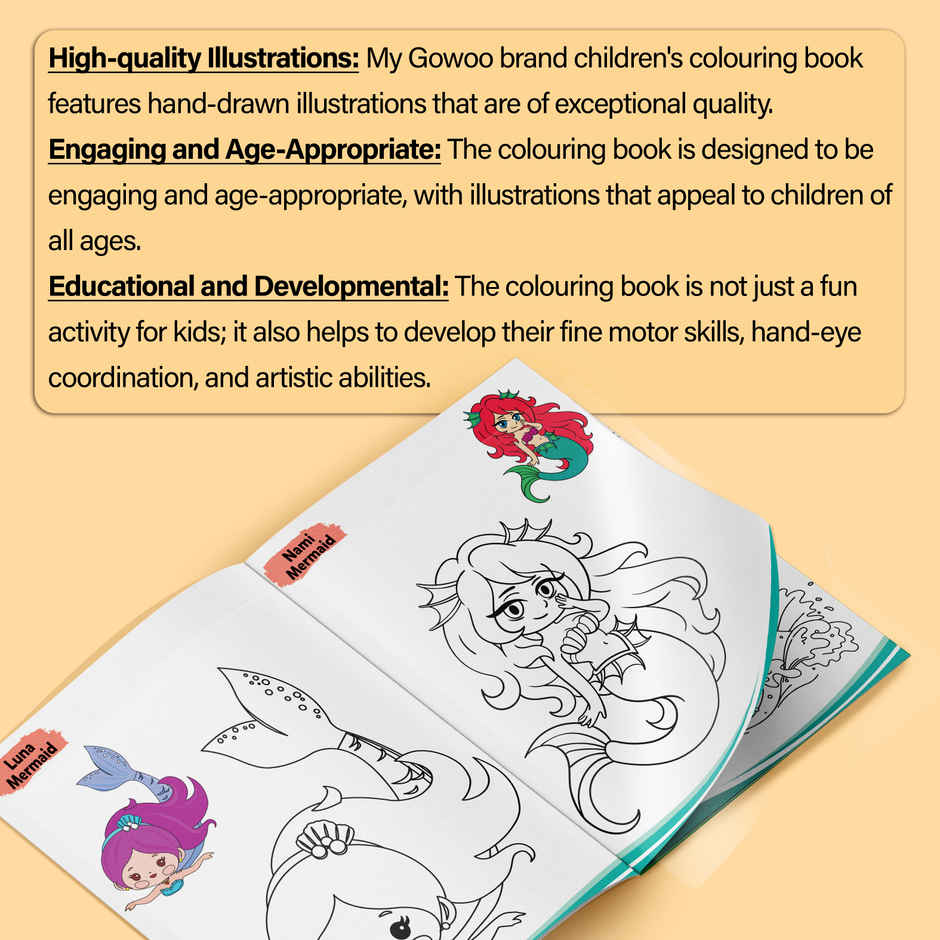 Mermaid-Creative Copy To Colour | Kids Colouring Book Ages 3-5 | Preschool Colouring Book