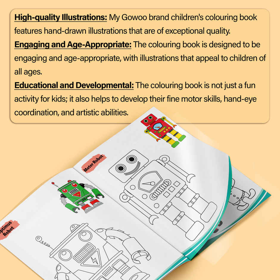 Robot-Creative Copy To Colour | Colouring Book with Pictures | Copy Colour Book for Toddlers