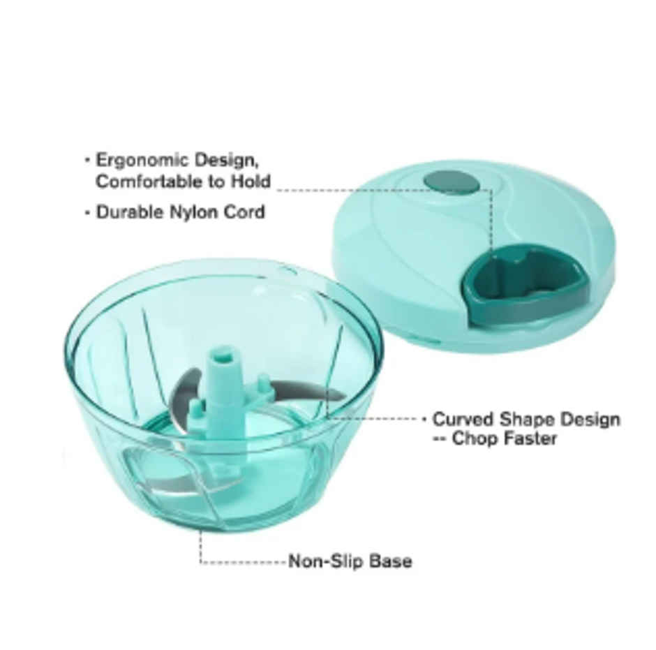 YELLOCUT Manual Vegetable Chopper | Turqoise