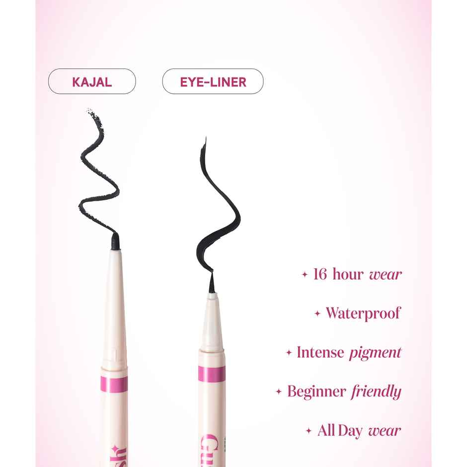 Gush Beauty Eye Like Options 2 in 1 Felt Tip Black Eyeliner And Creamy Kohl Pencil