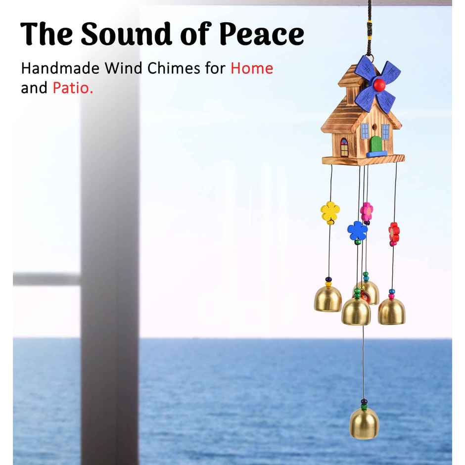 HINDCRAFT Spiritual House Windchime with 5 Bells Vastu Wind Chimes for Positive Energy and Harmony