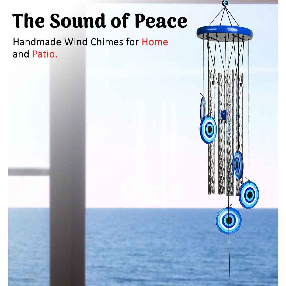 HINDCRAFT Evil Eye Wind Chimes for Home and Garden Spiritual Protection and Positive Energy Decor