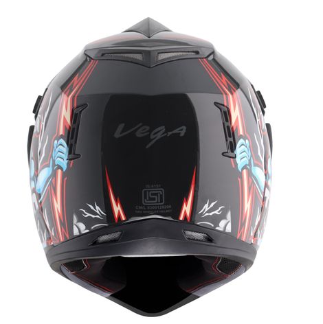 Vega Off Road D/V Thunder Lightweight Full Helmet- Black Red - M