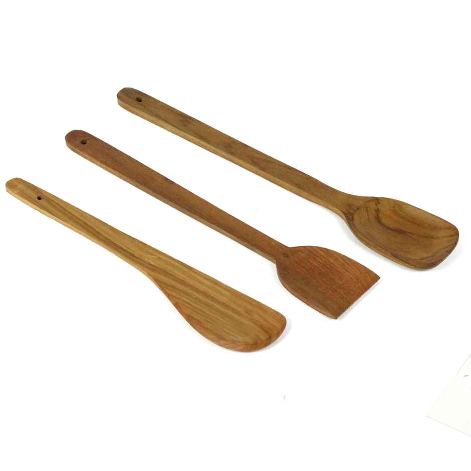KVG Wooden 3 Pcs Spetula Tavetha Spoon Set | Serving Spoon Set