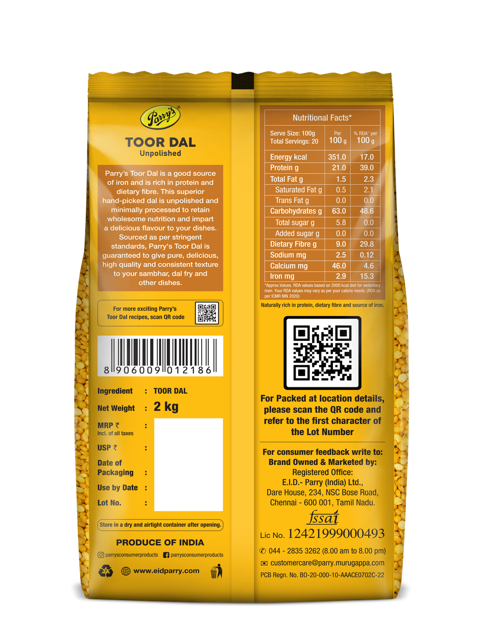 Parry's Toor Dal Unpolished