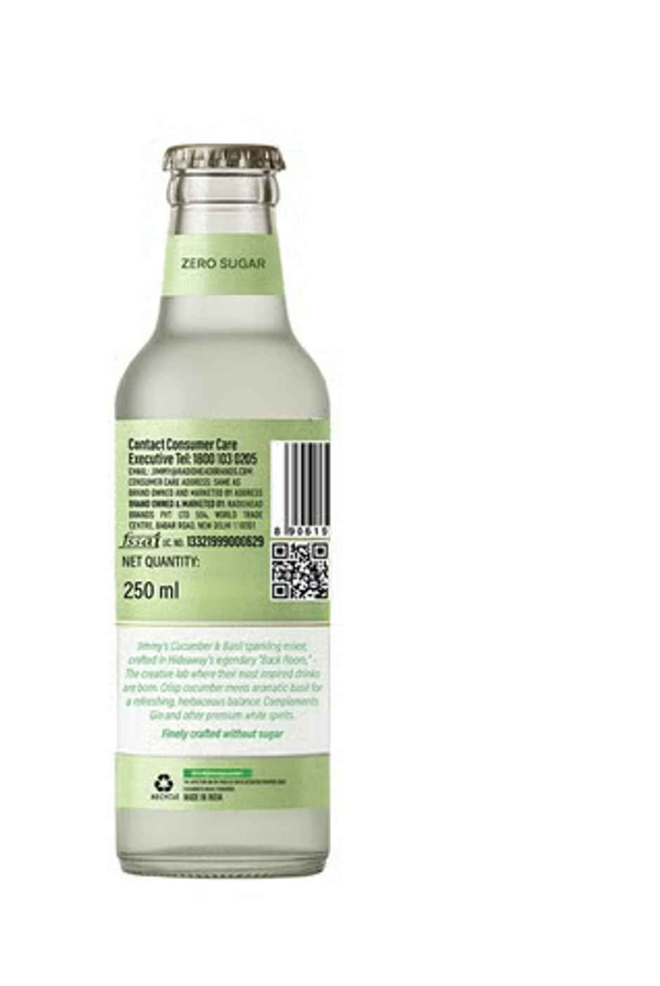 Jimmy's Barcraft Zero Sugar Sparkling Drink Mixer | Cucumber & Basil