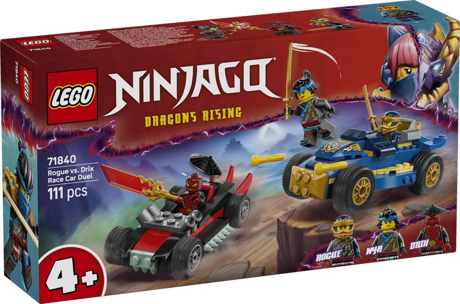 LEGO NINJAGO Rogue vs Drix Race Car Duel Ninja Toy Playset 71840