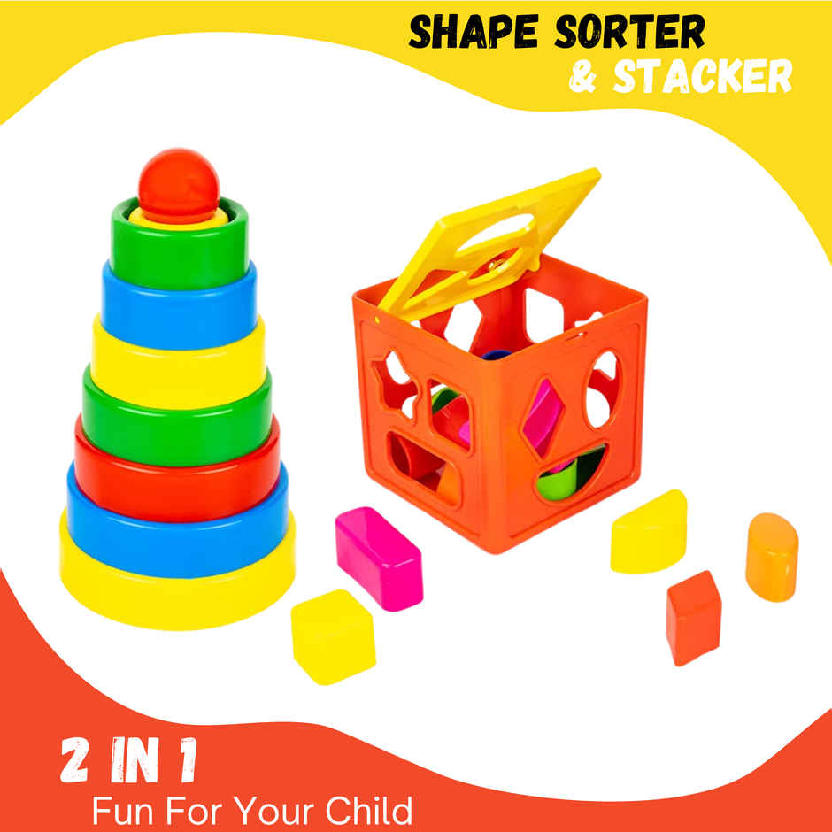 Fablue Shape Sorter Toy & Stacking Blocks Toy For Kids - Educational Learning Puzzle Toy for Kids